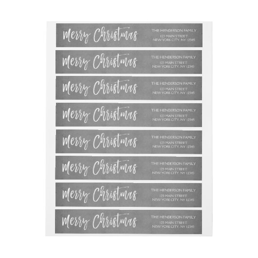 Houtskool Grijs of Zilver Kerstscript Vakantie Omwikkelbaar Adreslabel (Vel)