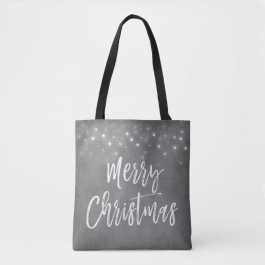 Houtskool Grijs of Zilver Kerstscript Vakantie Tote Bag (Voorkant)