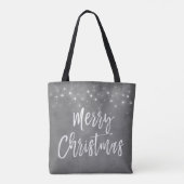 Houtskool Grijs of Zilver Kerstscript Vakantie Tote Bag (Achterkant)