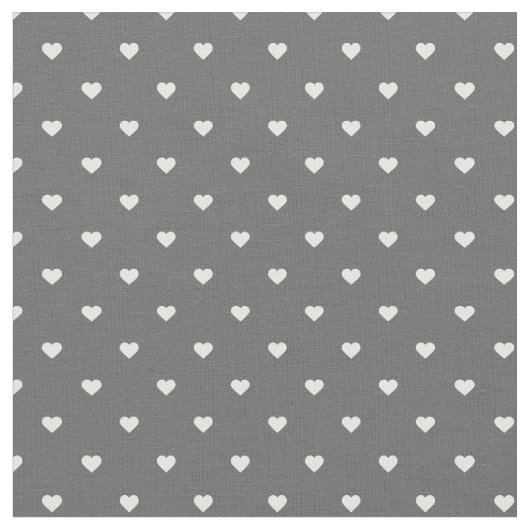 Houtskool Grijs Polka Dot Harten Stof (Close Up)