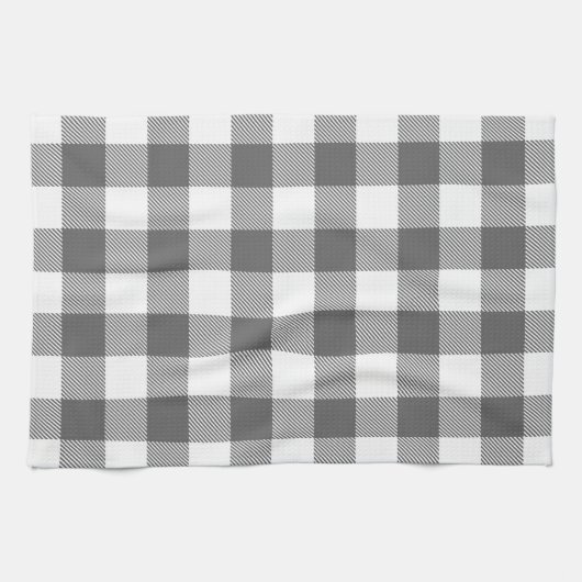 Houtskool Grijs Preppy Buffel Check Plaid Theedoek (Horizontaal)