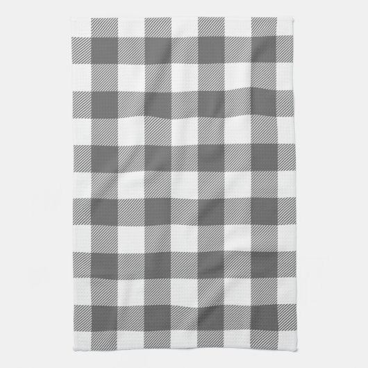 Houtskool Grijs Preppy Buffel Check Plaid Theedoek (Verticaal)