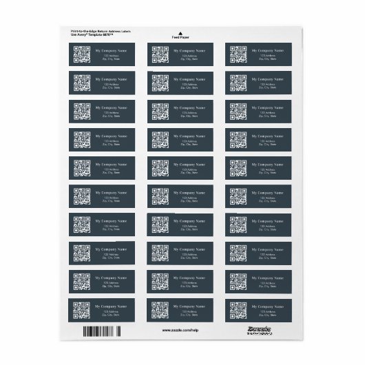 Houtskool grijs QR code zakelijk retouradres Etiket (Full Sheet)