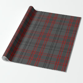 Houtskool Grijs Rood Zwart Tartan Plaid Cadeaupapier