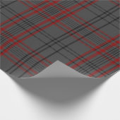 Houtskool Grijs Rood Zwart Tartan Plaid Cadeaupapier (Hoek)