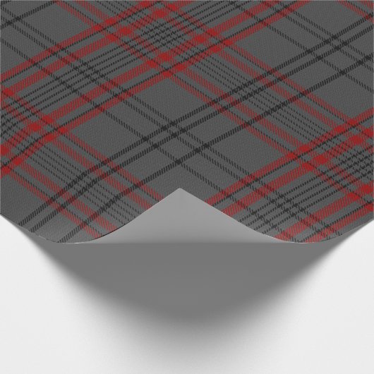 Houtskool Grijs Rood Zwart Tartan Plaid Cadeaupapier (Hoek)