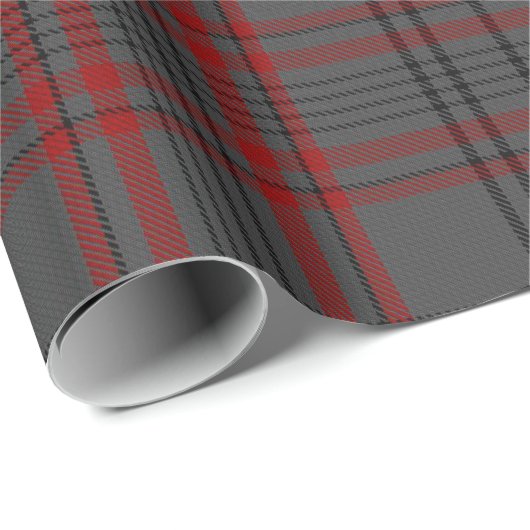 Houtskool Grijs Rood Zwart Tartan Plaid Cadeaupapier (Rol Hoek)