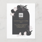 Houtskool Grijs Roze Rozen Trouw SAVE THE DATE Flyer (Achterkant)