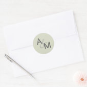 Houtskool Grijs Sage Groen Monogram Envelop Afdich Ronde Sticker (Envelop)