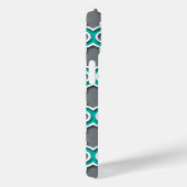 Houtskool Grijs Teal Witte Marokkaanse Quatrefoil  Case-Mate iPhone Case (Achterkant / Rechts)