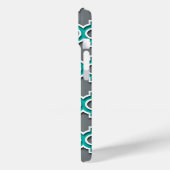 Houtskool Grijs Teal Witte Marokkaanse Quatrefoil  Case-Mate iPhone Case (Achterkant / Links)