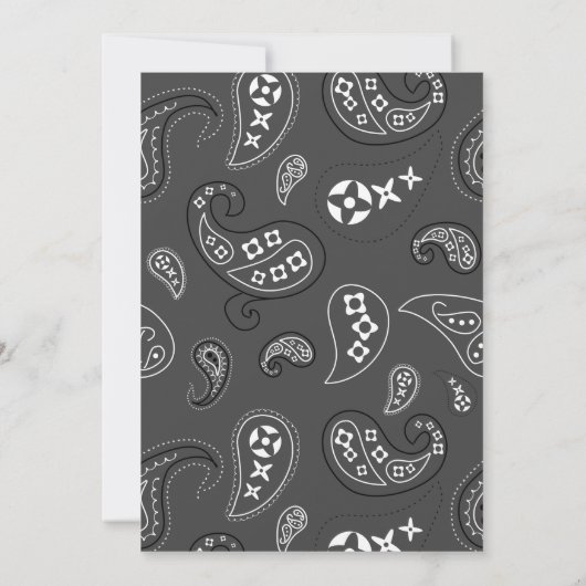 Houtskool Grijs Western Bandana Print Verjaardagsf Kaart (Achterkant)