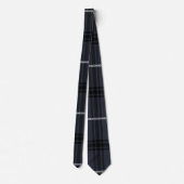 Houtskool grijs, wit en Midnight Black Tartan Stropdas (Achterkant)
