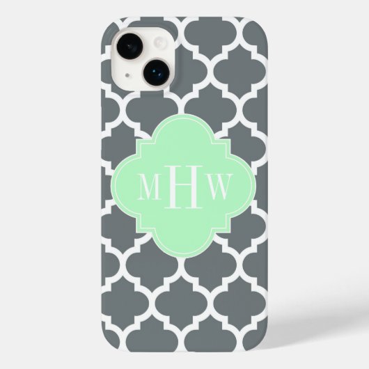 Houtskool Grijs Wit Marokkaans #5 Mint Naam Monogr Case-Mate iPhone Case (Achterkant)