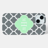 Houtskool Grijs Wit Marokkaans #5 Mint Naam Monogr Case-Mate iPhone Case (Achterkant (horizontaal))