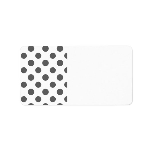 Houtskool Grijs Wit Polka Dots Patroon Etiket (Voorkant)