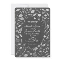 Houtskool Grijs & Zilver Bloemen Bruiloft Uitnodig