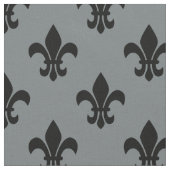 Houtskool grijs, zwart fleur de lis patroon SZ6 Stof (Close Up)