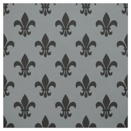 Houtskool grijs, zwart fleur de lis patroon SZ6 Stof