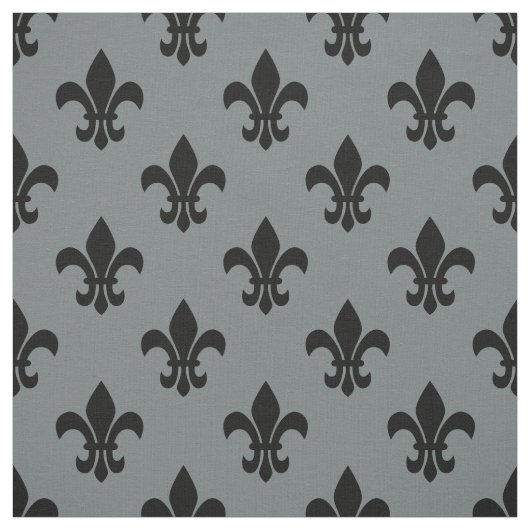 Houtskool grijs, zwart fleur de lis patroon SZ6 Stof (Swatch)