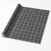 Houtskool Grijs Zwart Rood Tartan Plaid Cadeaupapier (Uitgerold)