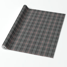 Houtskool Grijs Zwart Rood Tartan Plaid Cadeaupapier