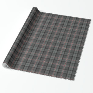 Houtskool Grijs Zwart Rood Tartan Plaid Cadeaupapier