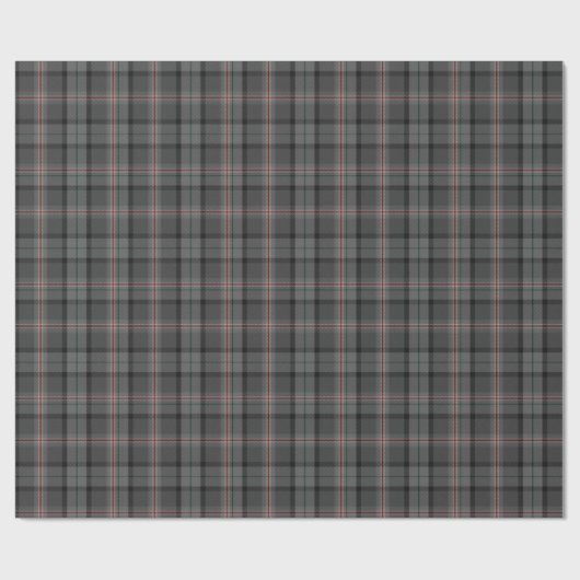 Houtskool Grijs Zwart Rood Tartan Plaid Cadeaupapier (Vlak)