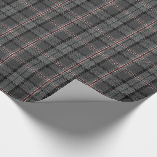 Houtskool Grijs Zwart Rood Tartan Plaid Cadeaupapier (Hoek)