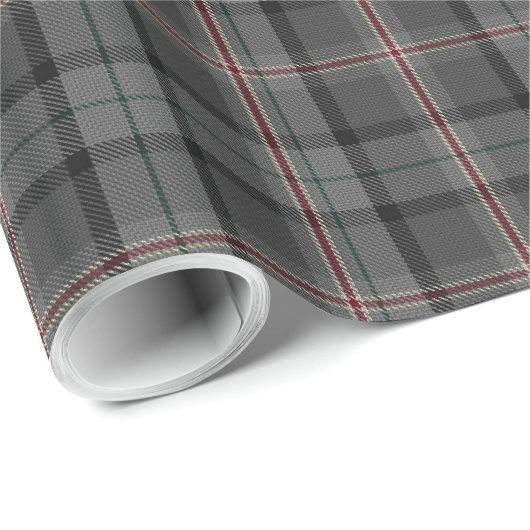 Houtskool Grijs Zwart Rood Tartan Plaid Cadeaupapier (Rol Hoek)