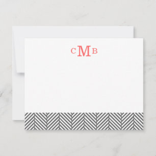 Houtskool HaringBone Custom Monogram briefpapier Notitiekaartje