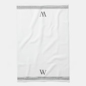 houtskool | Helling Stripe Monogram Theedoek (Verticaal)