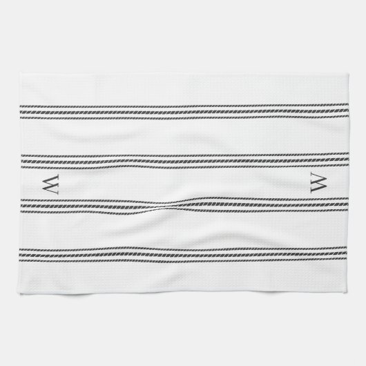 houtskool | Helling Stripe Monogram Theedoek (Horizontaal)