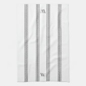 houtskool | Helling Stripe Monogram Theedoek (Verticaal)