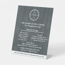 Houtskool Hout Achtergrond Bedrijfsprijslijst Reclamebord Met Voetstuk