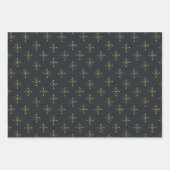 Houtskool, Ivoor & Gouden Sneeuw Ster Kerstmis Inpakpapier Vel (Voorkant)