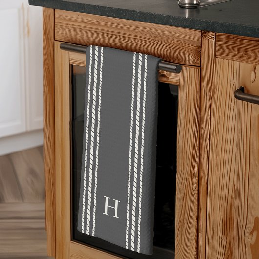 houtskool | Klassieke reepband monogram Theedoek