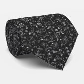 Houtskool Kleine Bloemen Stropdas (Opgerold)