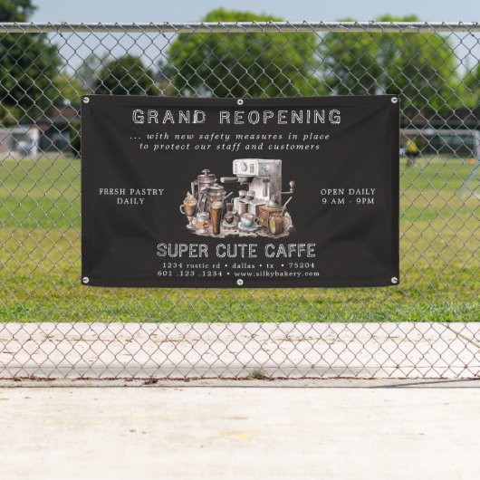 Houtskool Koffiehuis Grand Heropening Winkel Banne Spandoek (Insitu)