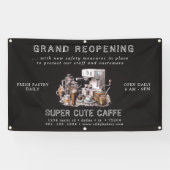 Houtskool Koffiehuis Grand Heropening Winkel Banne Spandoek (Horizontaal)