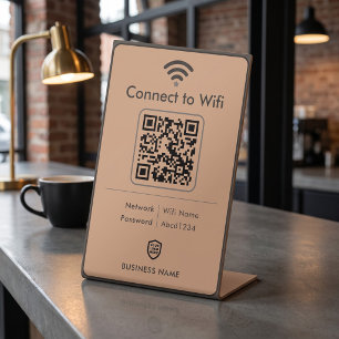Houtskool Koper Modern Zakelijk Wifi-Wachtwoord Reclamebord Met Voetstuk