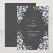 Houtskool Lavendel Wilde Bloemen Bruiloft Kaart (Voorkant / Achterkant)