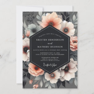 Houtskool Lichtgevende Bloemen Bruiloft Kaart