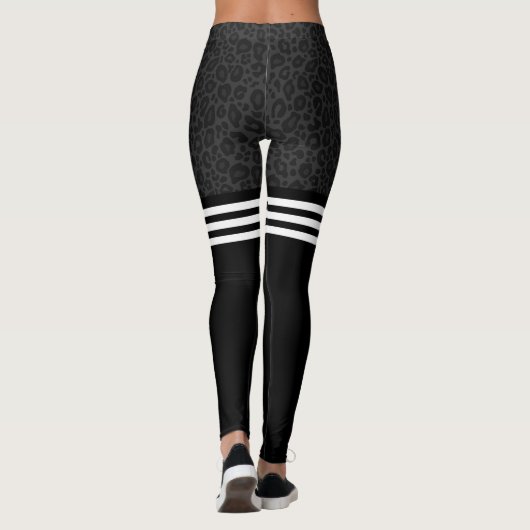 Houtskool luipaard triple stripe leggings (Achterkant)