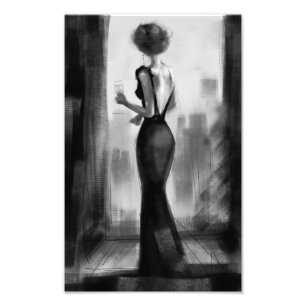 houtskool luxe fancy elegante avond me - tijd foto afdruk