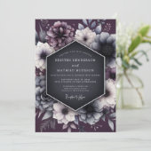 Houtskool & Mauve Gotische Bruiloft Kaart (Staand voorkant)