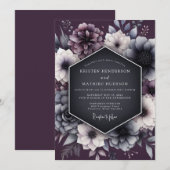 Houtskool & Mauve Gotische Bruiloft Kaart (Voorkant / Achterkant)