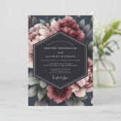 Houtskool Mauve Romantische Bruiloft Kaart (Staand voorkant)