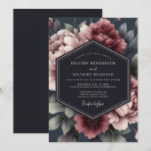 Houtskool Mauve Romantische Bruiloft Kaart (Voorkant / Achterkant)