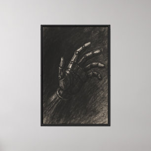 Houtskool Mechanische Handtekening Canvas Afdruk